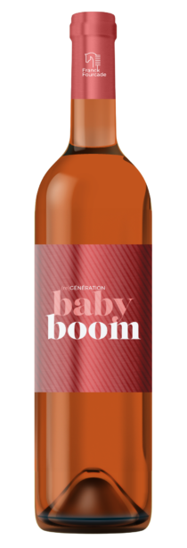 Rosé Baby Boom de Franck Fourcade, vigneron en Gironde. Vin rosé sec et fruité, aux arômes de fraises et framboises.